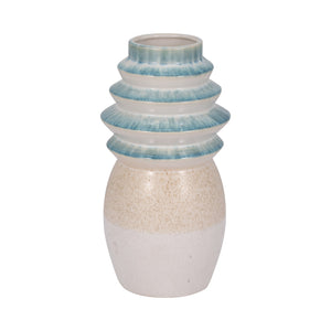 12" Fluted Top Vase Reactive Finish, Multi