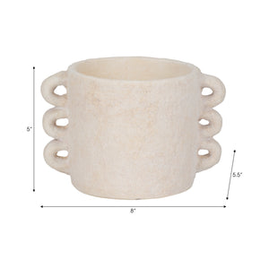 8" Arch Handle Planter, White