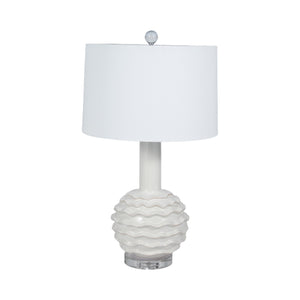 27" Ruffles Table Lamp Crystal Base, White