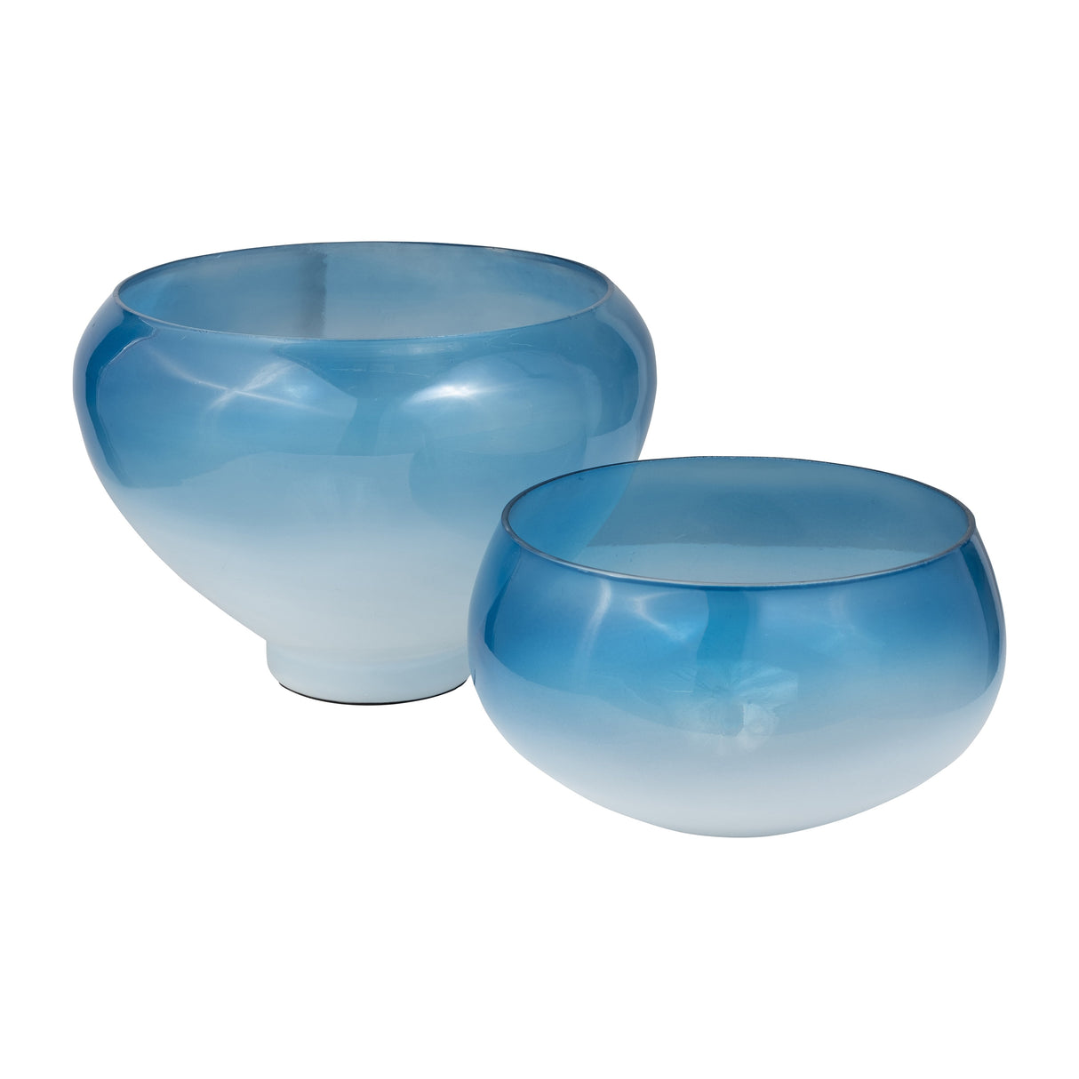 GLASS, S/2 10/14" DECORATIVE BOWLS, BLUE