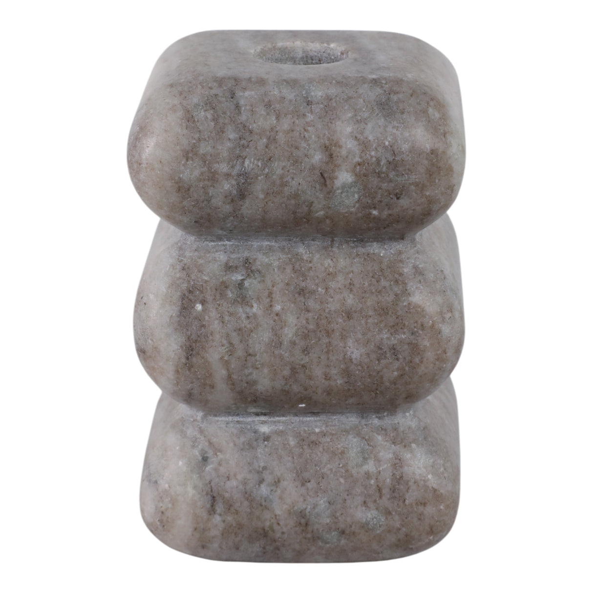 5x3" Curvy Marble Taper Holder, Beige