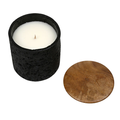 4" 9 Oz Balsam & Myrrh Tall Candle With Lid, Black