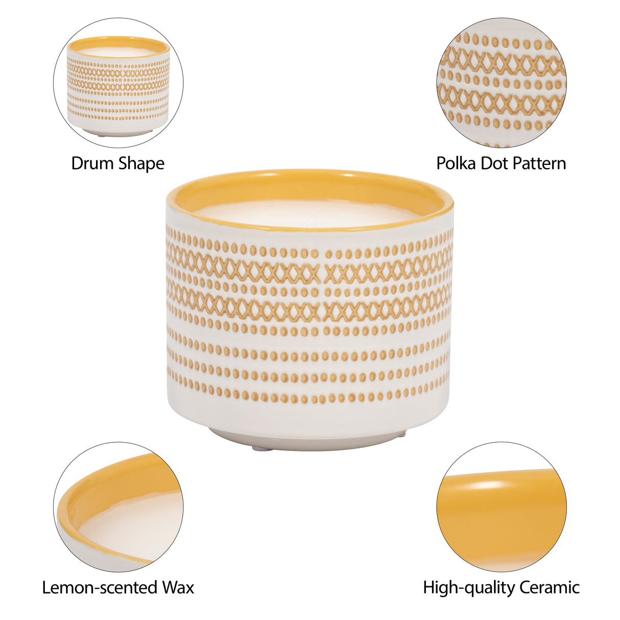 5" 15oz X Dots Citro Candle, Yellow