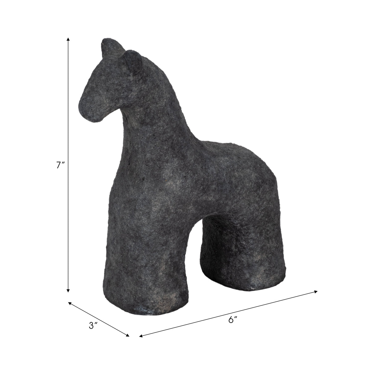 6" Textured Horse, Black