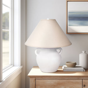 23" Textured Jug Table Lamp, White/grey