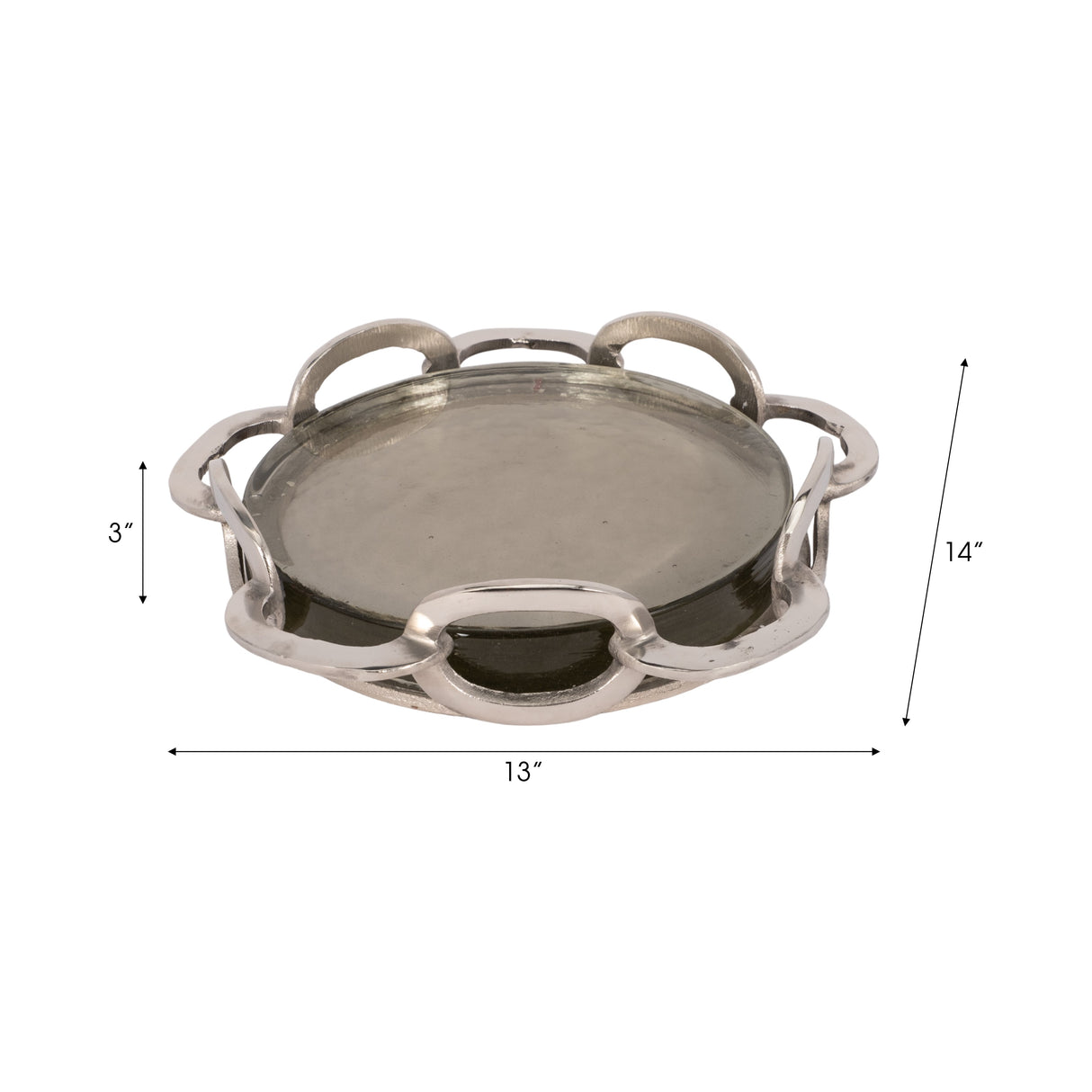 13" Palmas Small Silver Link Tray