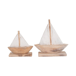 Wood, 11" Sailboat, Natural/white