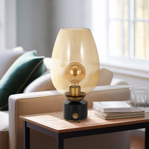 16" Mikeno Glass And Marble Table Lamp, Gold