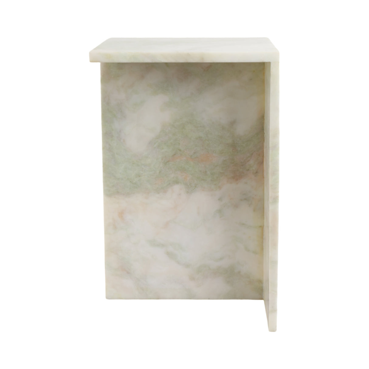 20x13" Square Marble Accent Table, Light Green