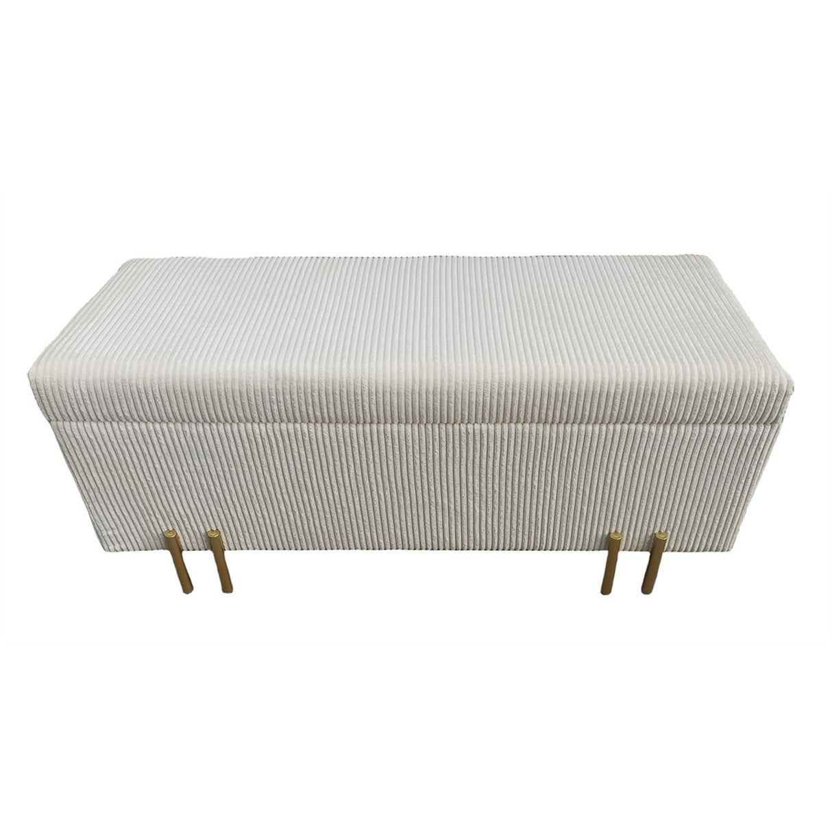 44" Pleated Bench W/ Legs, Cream