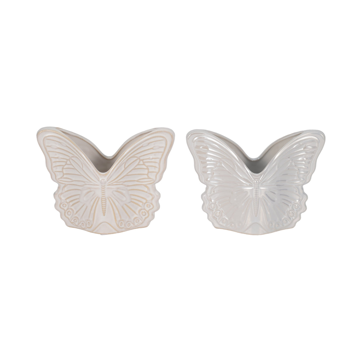 7" Iridescent Butterfly Planter, Ivory