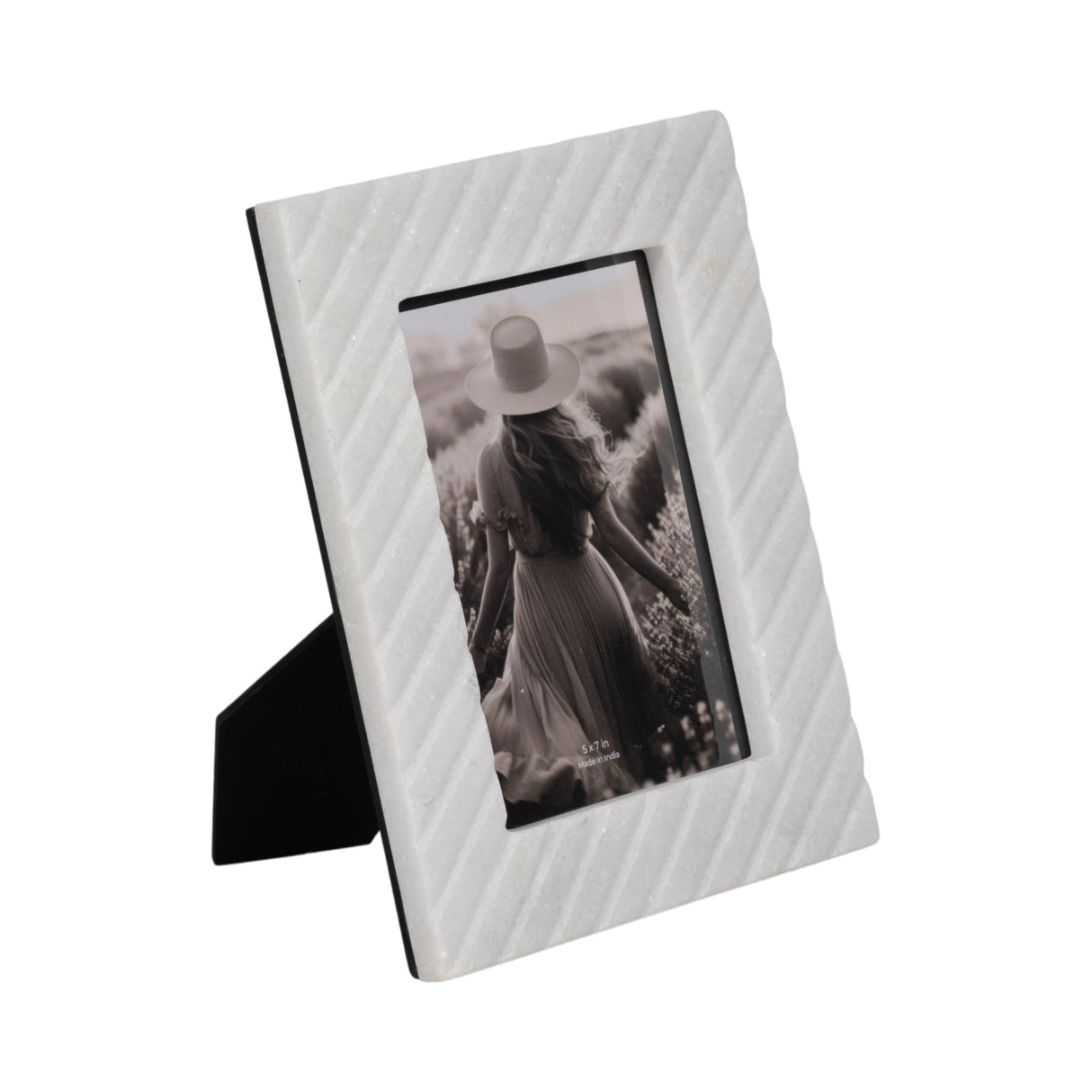 5x7 Marble Ridged Photo Frame, White