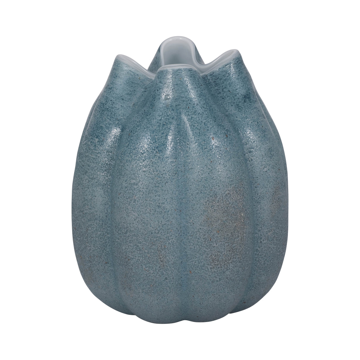 10" Glass Sea Urchin Vase, Blue