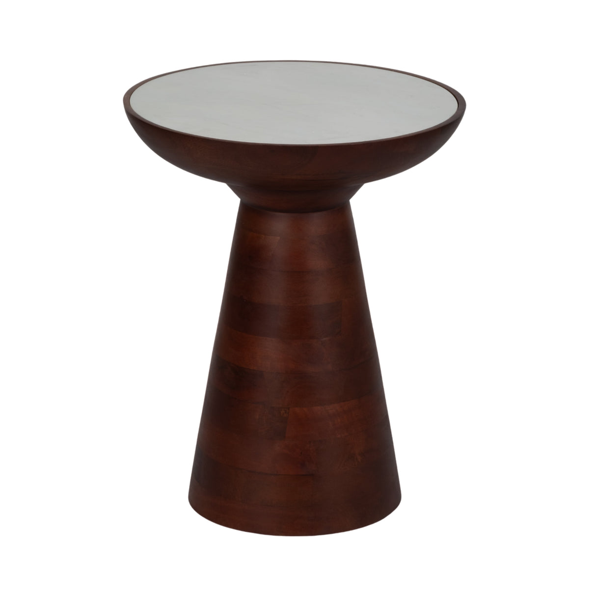 20" Wood Accent Table Marble Top, Walnut/white