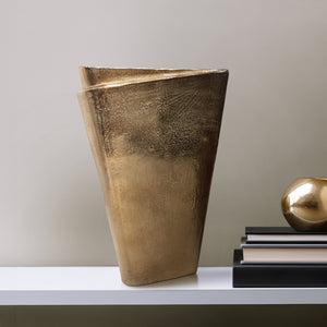 16" Balee Metal Origami Vase, Champagne