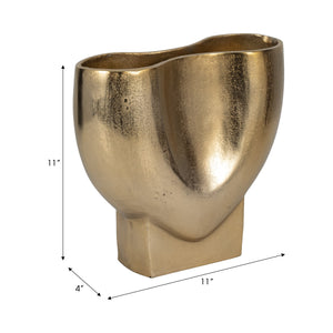 11" Abyss Arrow Shaped Metal Vase, Gold