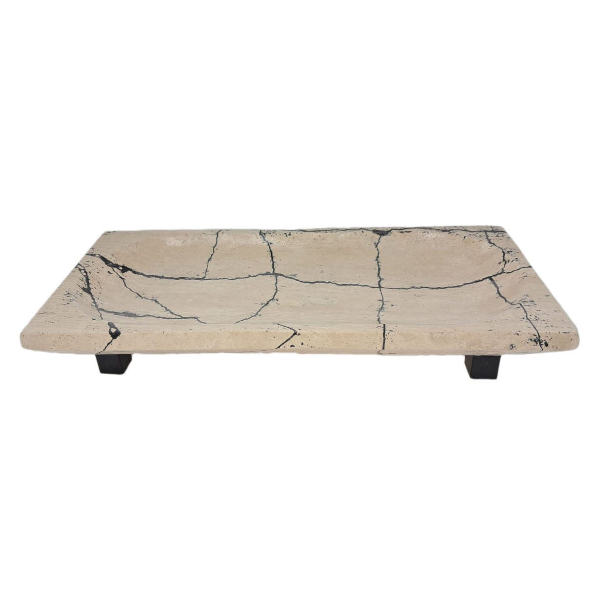 18" Gorda Crackle Travertine Tray