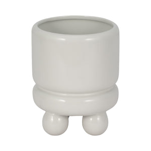 7" Knobby Footed Planter, White