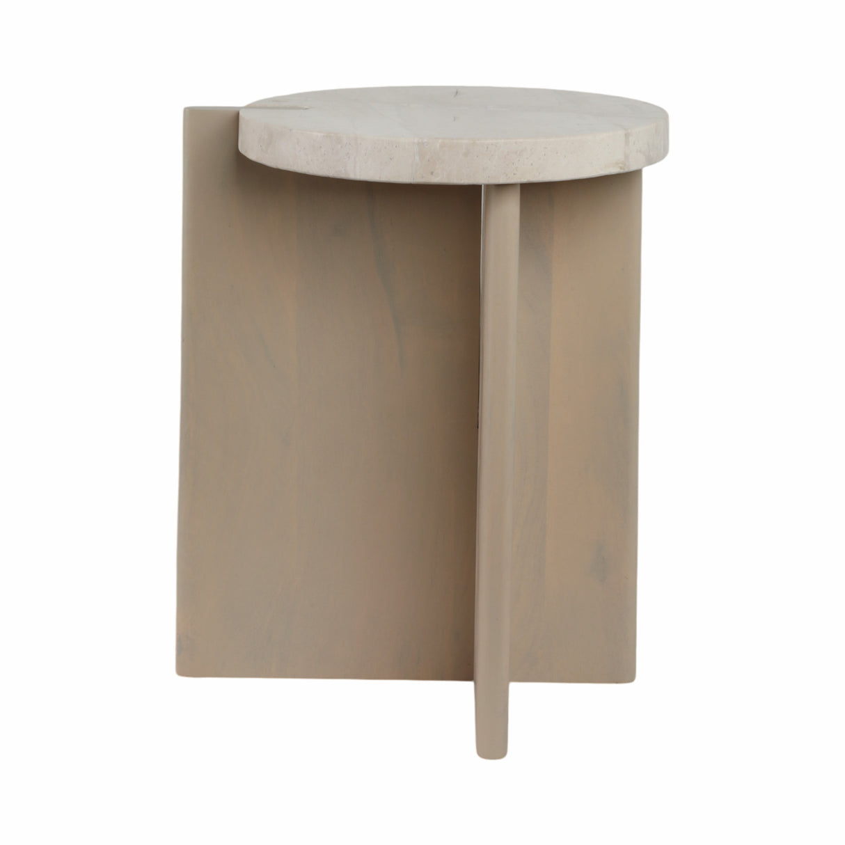 20" CONNLEY SMALL MARBLE AND WOOD ACCENT TABLE