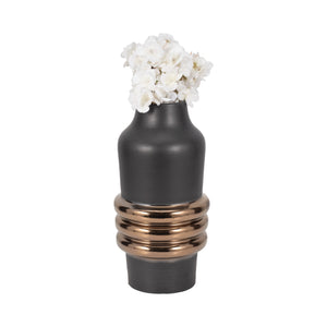 15" Calorin Oversized Tribal Vase, Black/gold