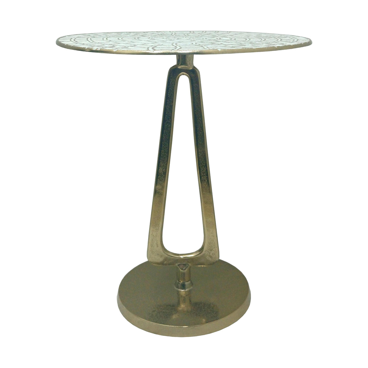 20x16" Seashell Pattern Top Accent Table, White/go