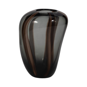 11" Bayle Medium Brown Striped Glass Vase