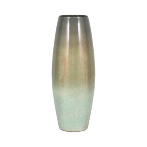 24" Curved Glass Vase Green Mercury Ombre, Multi