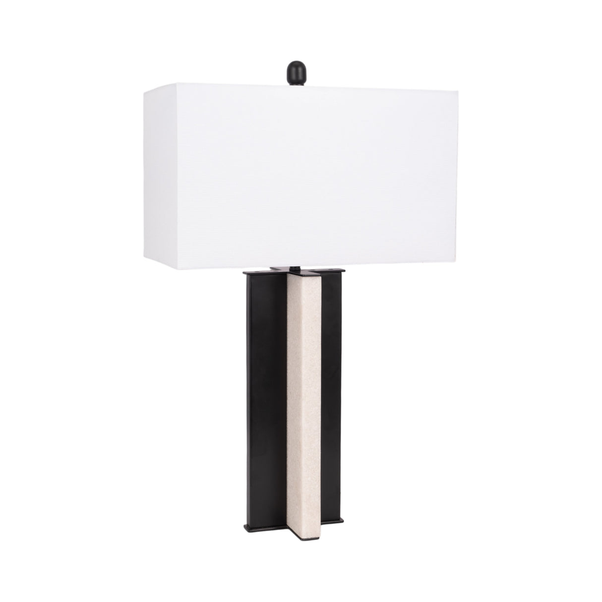 Metal 28" Pillar Table Lamp, Black/white