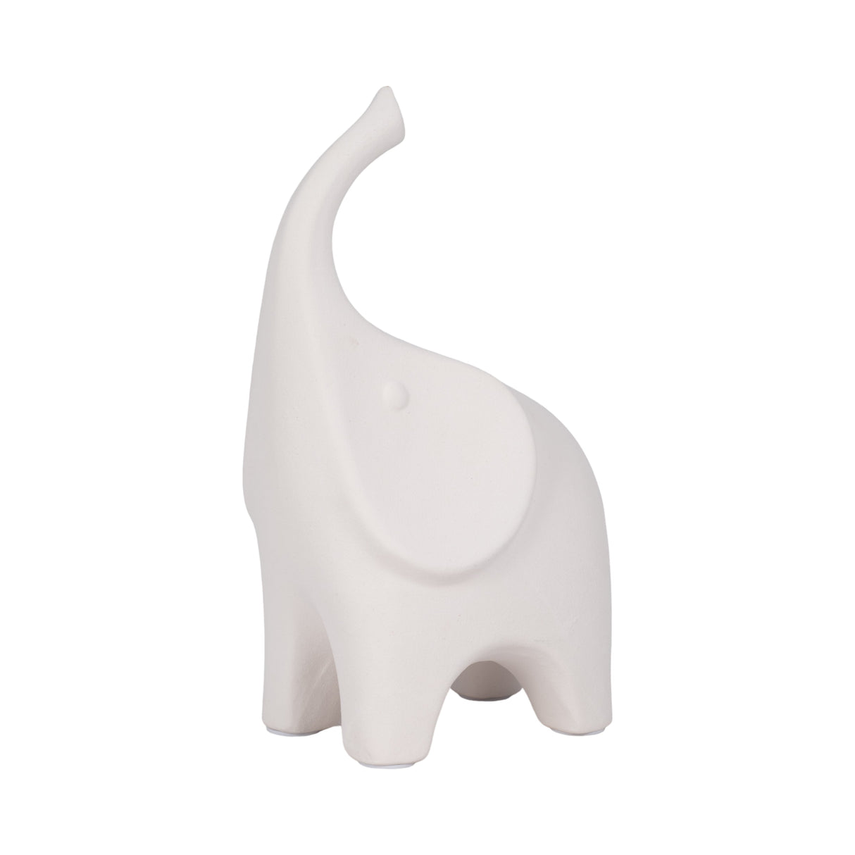 12" Big Ear Elephant With Rough Texture, White