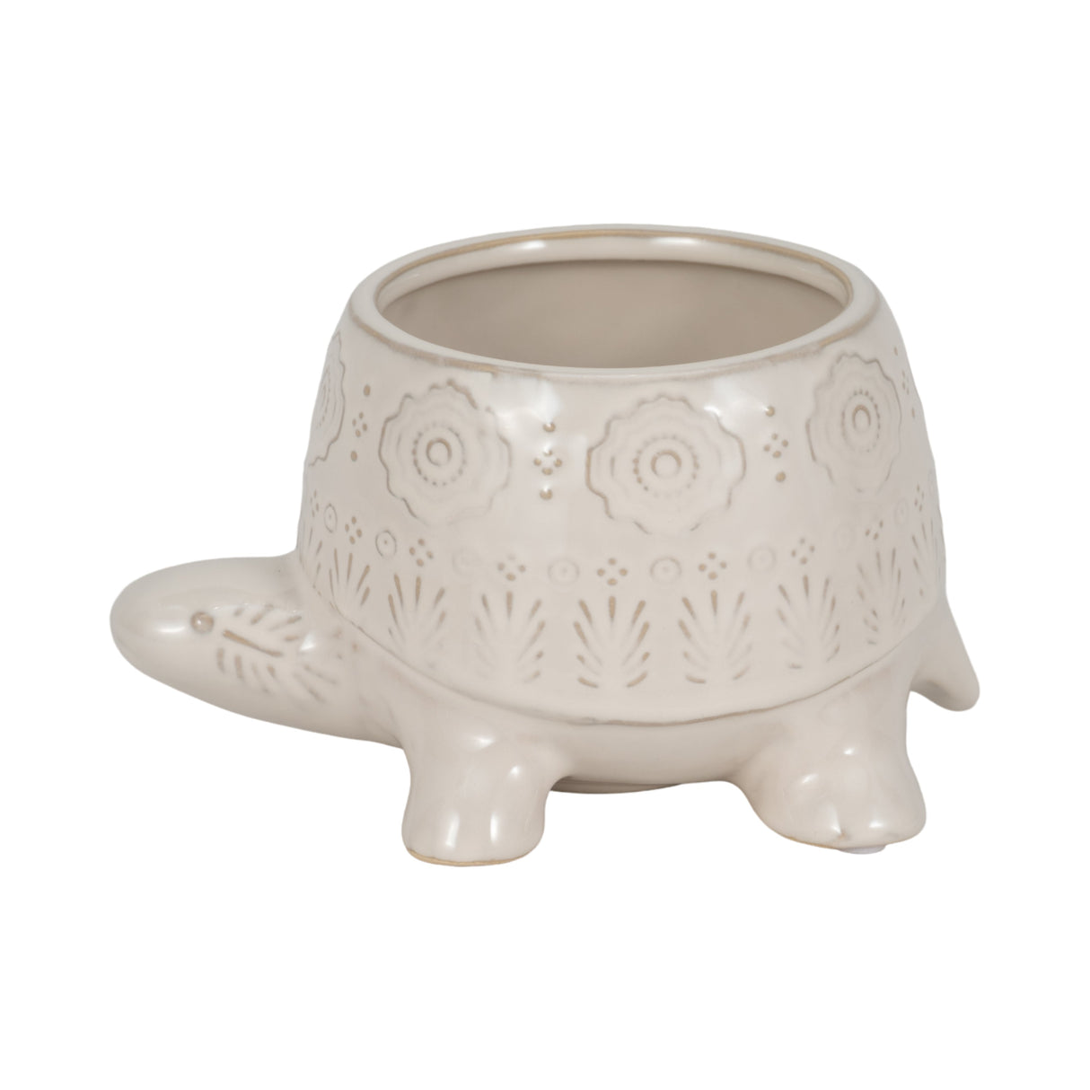 7" Turtle Planter, White