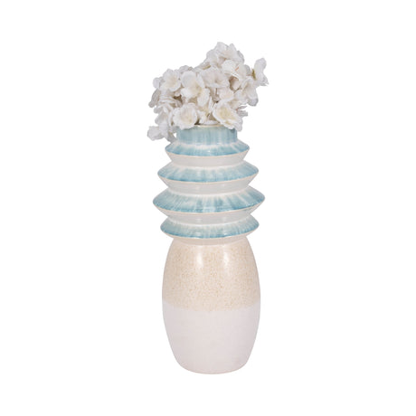 15" Fluted Top Vase Reactive Finish, Multi