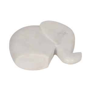 6" Trunk Up Marble Elephant, White