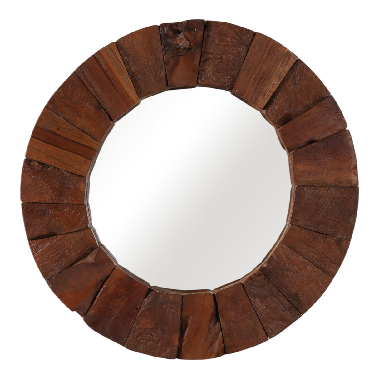 31x31" Teakwood Framed Mirror, Natural