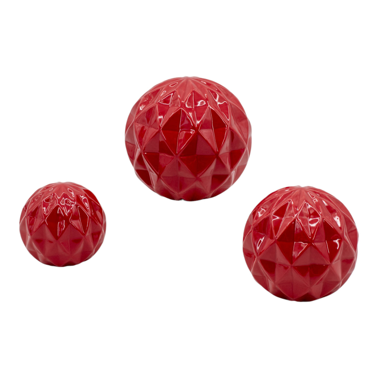 S/3  4/5/6" Varena Red Deco Balls