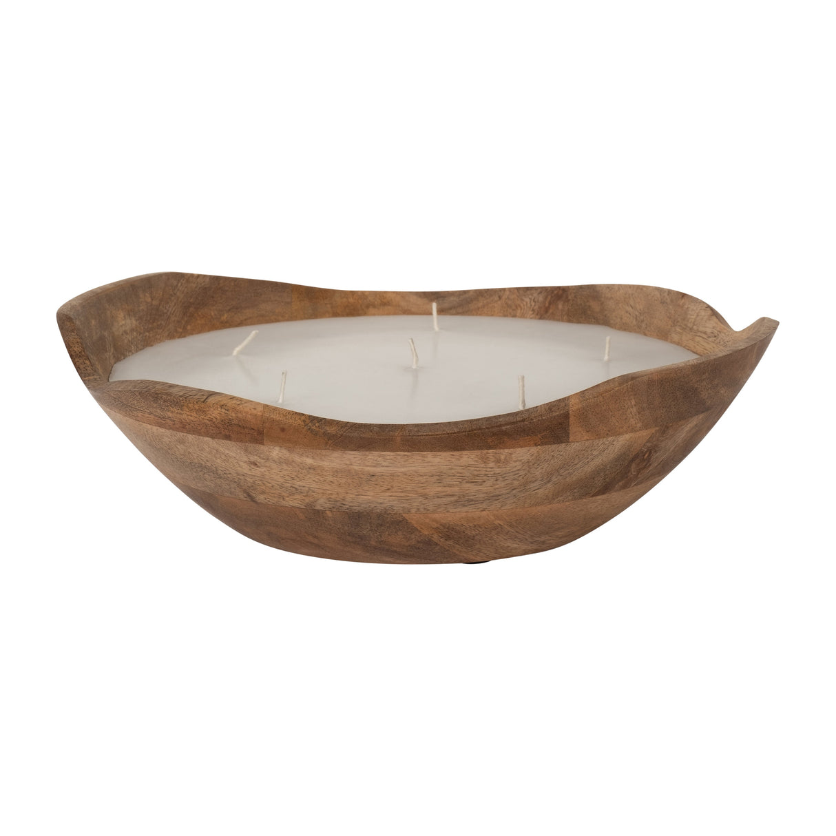 WOOD, 9" 14 OZ CURVY BOWL SCENTED CANDLE, NATURAL