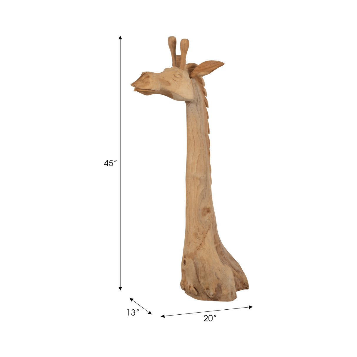 Wood, 45" Giraffe Bust, Natural