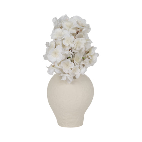 8" Curved Rough Vase, Cream White