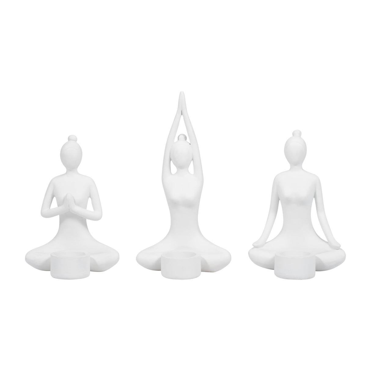 S/3 9" Resin Candle Holder,white