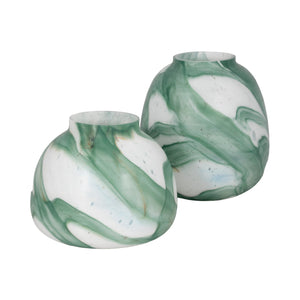 13" Ebb & Flow Vase, Green/clear