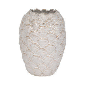 13" Seashells Vase, White