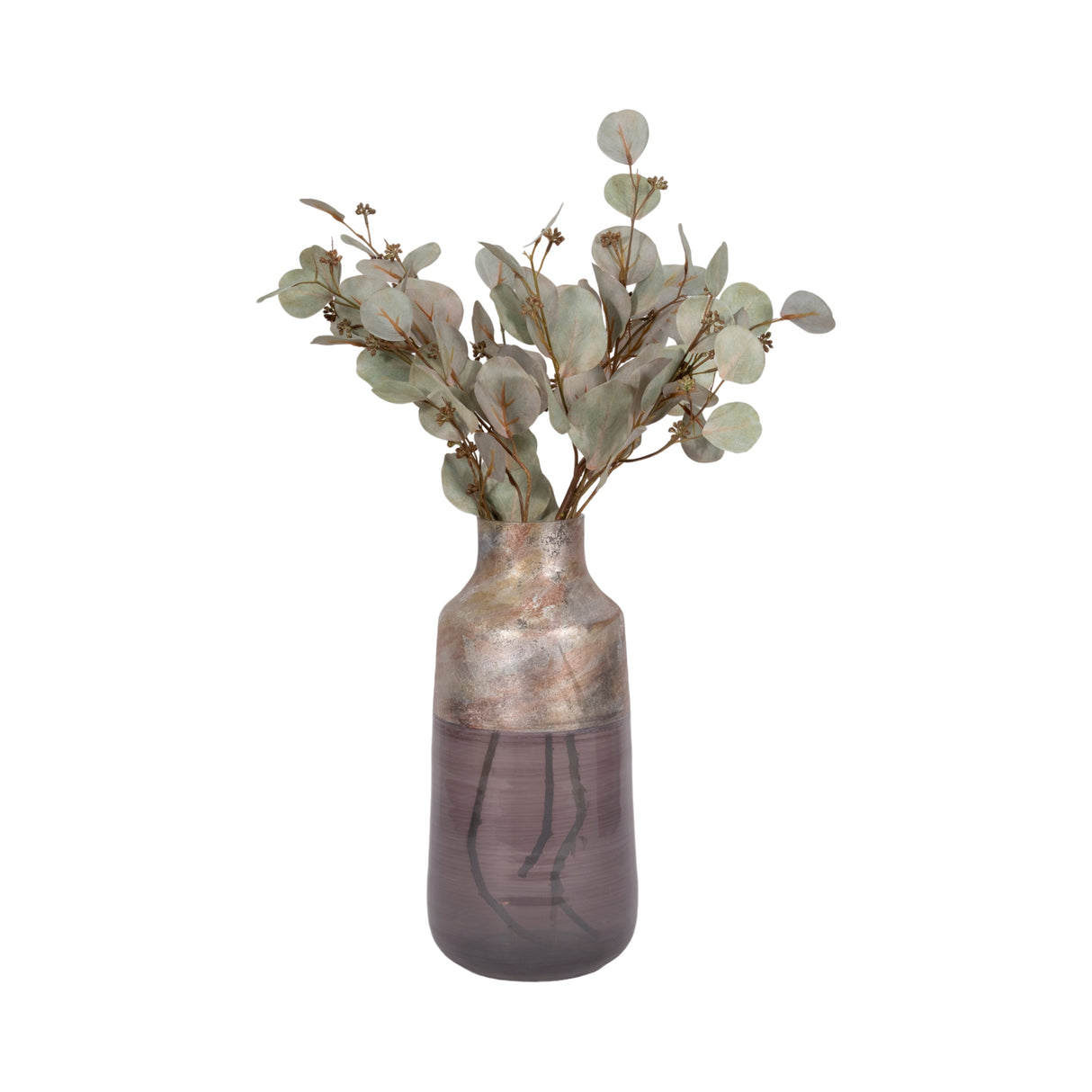 15" 2-tone Glass Vase, Grey Multi