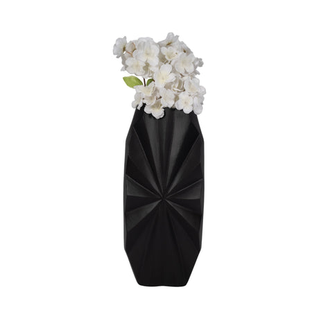 16" Udine Large Metal Vase, Black