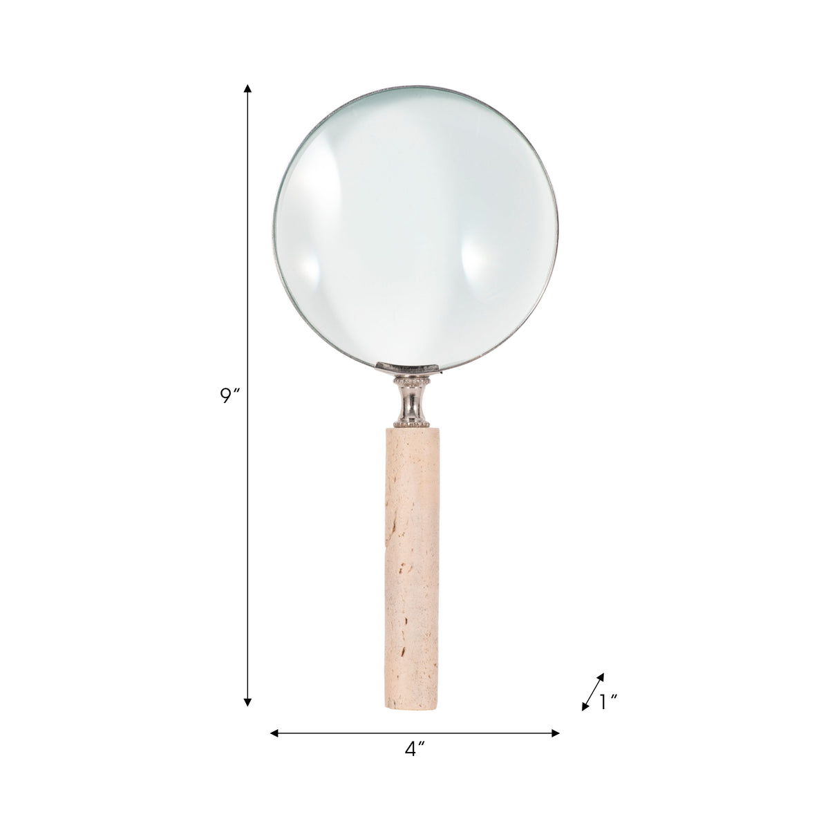 4" Travertine Handle Magnifying Glass, Tan