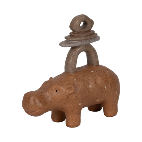 8" Hippo With Stacked Stones, Multi