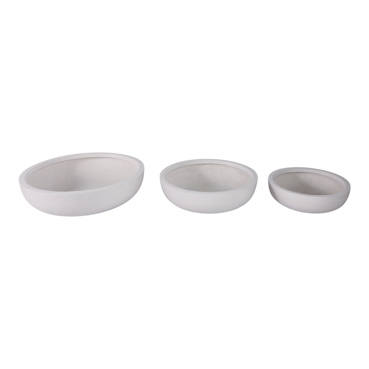S/3 13/17/21" Low Bowl Planters, White