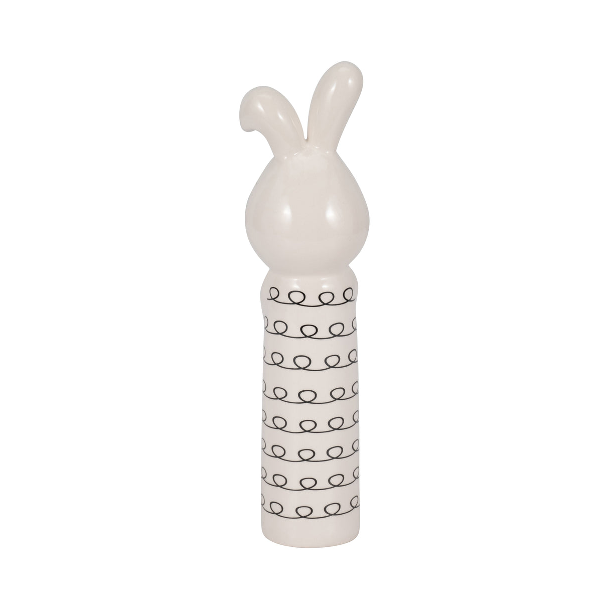 10" Squiggly Bunny With Gold Heart, White/black