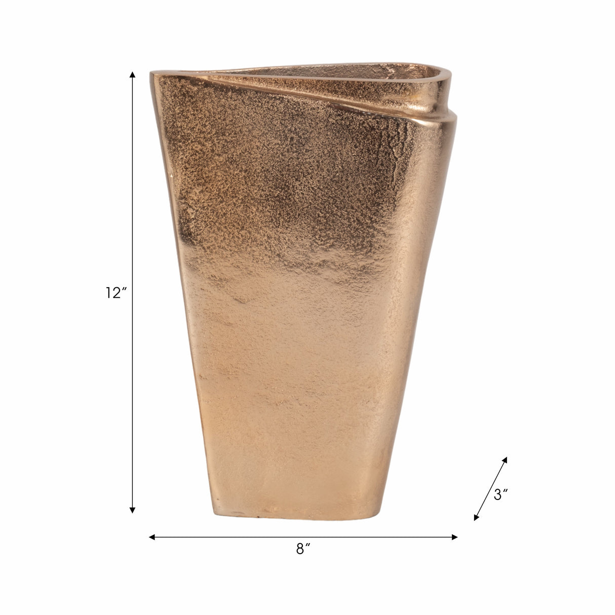 12" Balee Metal Origami Vase, Champagne