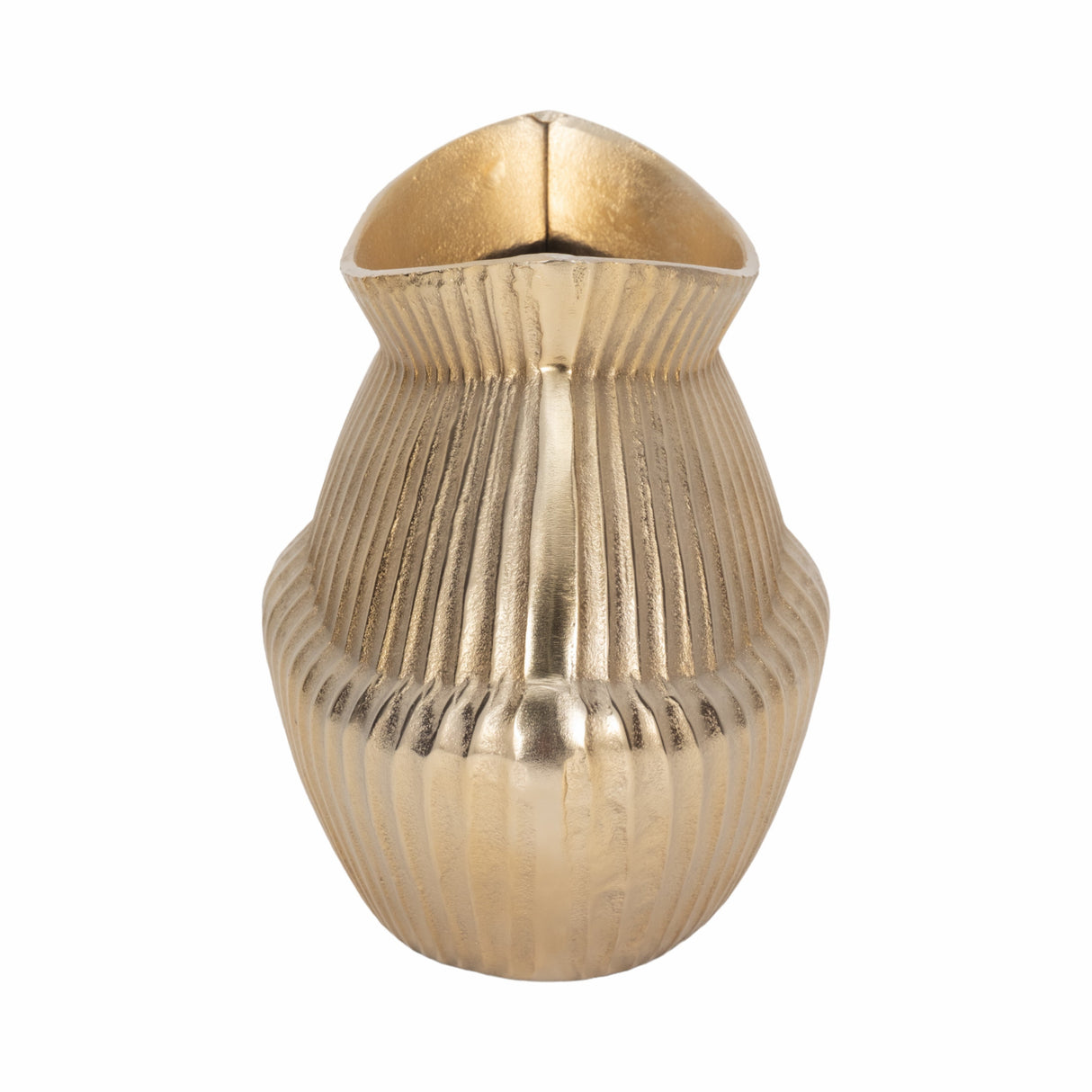 15" Balina Metal Boat Shaped Vase, Gold