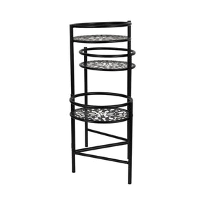 Metal, 22" Folding 3-tier Plant Stand, Black