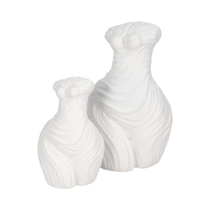 16" Curvy Ribbed Sculpture, White